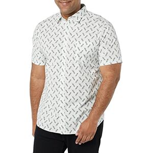 Amazon Essentials mäns Slim-Fit kortärmad poplin-skjorta, ljusblå fågeltryck, X-Small Amazon Essentials mäns Slim-Fit kortärmad poplin-skjorta, ljusblå fågeltryck, X-Small