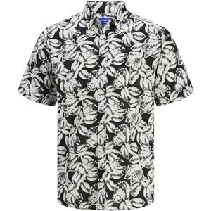 JACK & JONES Jorjoshua Split Aop Shirt Ss, svart, M JACK & JONES Jorjoshua Split Aop Shirt Ss, svart, M