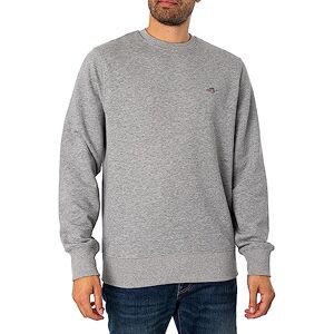 GANT Reg Shield C Neck Sweat Sweatshirt för män, Grå melange, 3XL GANT Reg Shield C Neck Sweat Sweatshirt för män, Grå melange, 3XL