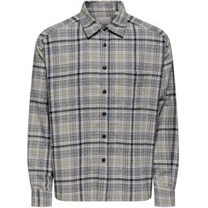Only & Sons Onselliot Relaxed Cropped Ls Shirt 0347, Grå kritstreck, L Only & Sons Onselliot Relaxed Cropped Ls Shirt 0347, Grå kritstreck, L