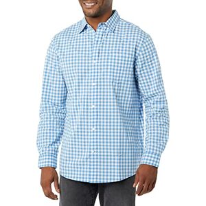 Amazon Essentials långärmad stretchpoplin-skjorta för män, ljusblå vit gingham, medium Amazon Essentials långärmad stretchpoplin-skjorta för män, ljusblå vit gingham, medium