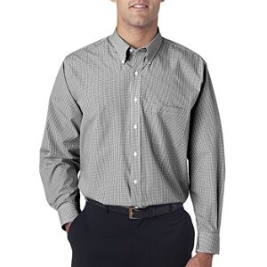 Van Heusen herr skjorta i regular passform med gingham-mönster och knapplistkrage., Svart, 19.5"-20" Neck 36"-37" Sleeve Van Heusen herr skjorta i regular passform med gingham-mönster och knapplistkrage., Svart, 19.5"-20" Neck 36"-37" Sleeve