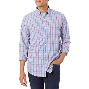 Amazon Essentials Men's Långärmad ledig poplinskjorta med normal passform, Ljusblå Röd Rutig, L Amazon Essentials Men's Långärmad ledig poplinskjorta med normal passform, Ljusblå Röd Rutig, L
