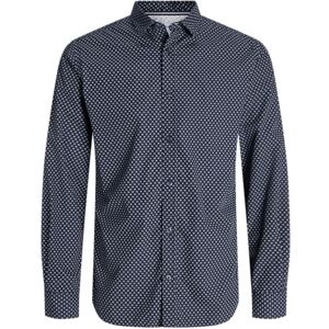 JACK & JONES Jjmatheo Print detaljskjorta L/S, marinblå blazer, S JACK & JONES Jjmatheo Print detaljskjorta L/S, marinblå blazer, S
