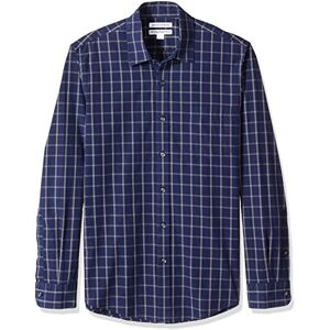 Amazon Essentials mäns Slim-Fit långärmad poplin-skjorta, marinblå fönsterruta, XX-Large Amazon Essentials mäns Slim-Fit långärmad poplin-skjorta, marinblå fönsterruta, XX-Large