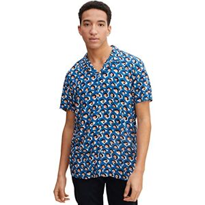 TOM TAILOR Denim Herr Relaxed Fit kortärmad skjorta med tryck 1031061, 29713 Blue Arty Half Circle Print, XS TOM TAILOR Denim Herr Relaxed Fit kortärmad skjorta med tryck 1031061, 29713 Blue Arty Half Circle Print, XS