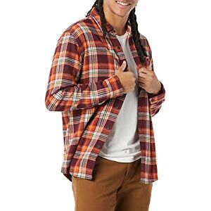 Amazon Essentials Men's Långärmad flanellskjorta (finns i Big & Tall), Vinröd Orange Rutig, XS Amazon Essentials Men's Långärmad flanellskjorta (finns i Big & Tall), Vinröd Orange Rutig, XS