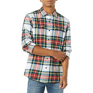 Amazon Essentials Men's Långärmad flanellskjorta med två fickor smal passform, Röd Vit Skotskrutig, L Amazon Essentials Men's Långärmad flanellskjorta med två fickor smal passform, Röd Vit Skotskrutig, L