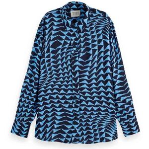 Scotch & Soda Tryckt avslappnad passform skjorta, Hus av speglar blå 427, 36 Scotch & Soda Tryckt avslappnad passform skjorta, Hus av speglar blå 427, 36