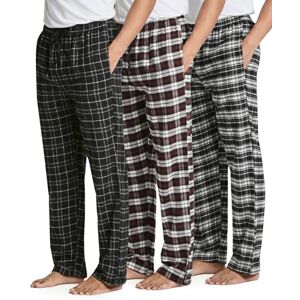 Real Essentials 3 pack: Pyjamasbyxor för män – stickad bomull flanell rutig loungebottnar – knappgylf (finns i stora och långa), Flanellset 2, M Real Essentials 3 pack: Pyjamasbyxor för män – stickad bomull flanell rutig loungebottnar – knappgylf (finns i stora och långa), Flanellset 2, M