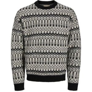 JACK & JONES Jprblumax Fairisle stickad crew neck, svart, M JACK & JONES Jprblumax Fairisle stickad crew neck, svart, M
