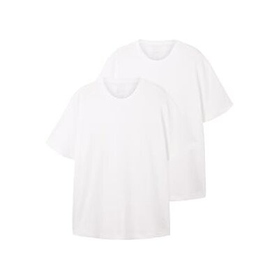 TOM TAILOR Herr Plussize dubbelpack T-shirt med rund hals av bomull, 20 000-vit, 4XL TOM TAILOR Herr Plussize dubbelpack T-shirt med rund hals av bomull, 20 000-vit, 4XL