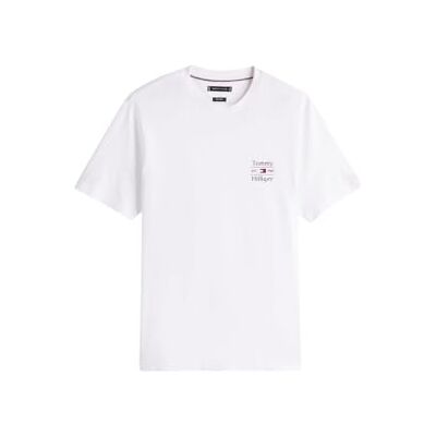 Tommy Hilfiger herr HILFIGER STACK TEE MW0MW38622 S/S t-shirt, vit, XS, Vit (vit), XS Tommy Hilfiger herr HILFIGER STACK TEE MW0MW38622 S/S t-shirt, vit, XS, Vit (vit), XS