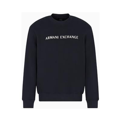 Giorgio Armani Herr långärmad främre logotyp bokstäver rund krage, tröja, blå, XL, djup marin, XL Giorgio Armani Herr långärmad främre logotyp bokstäver rund krage, tröja, blå, XL, djup marin, XL