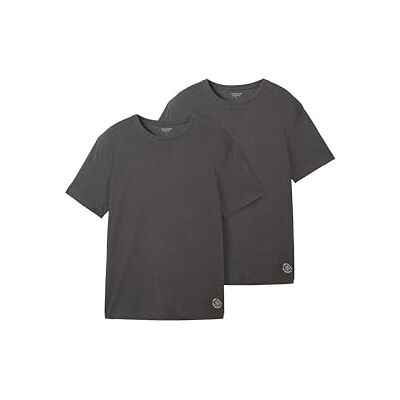 TOM TAILOR Basic T-shirt för män i dubbelpack, 11086 – Mörkgrå melerad, M TOM TAILOR Basic T-shirt för män i dubbelpack, 11086 – Mörkgrå melerad, M