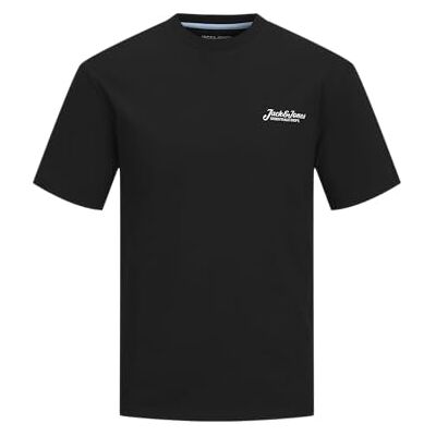 JACK & JONES Jjbeau Tee Ss främre tryck crew neck, svart, S JACK & JONES Jjbeau Tee Ss främre tryck crew neck, svart, S