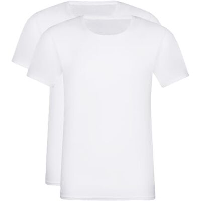 Dim Eco kortärmad T-shirt för män x 2, Vitt och blått, XXL Dim Eco kortärmad T-shirt för män x 2, Vitt och blått, XXL