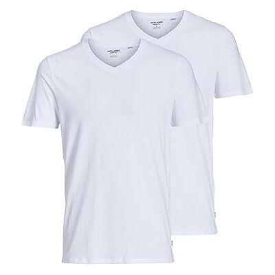 JACK & JONES T-shirt för män 2-pack, Vit (vit vit), XL JACK & JONES T-shirt för män 2-pack, Vit (vit vit), XL