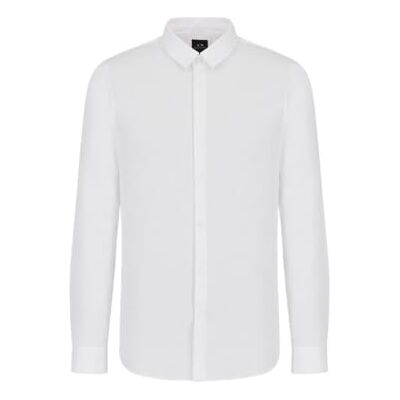 Giorgio Armani mäns stretch poplin button-down-skjorta, Vitt, XS Giorgio Armani mäns stretch poplin button-down-skjorta, Vitt, XS