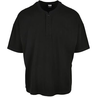 Urban Classics T-shirt för män i stor storlek Henley, svart, S Urban Classics T-shirt för män i stor storlek Henley, svart, S