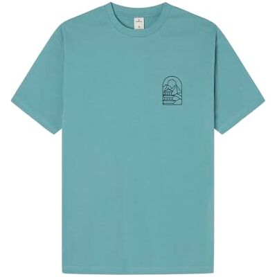 Springfield Japan Mountains tryckta T-shirt för män, Ljus turkos, L Springfield Japan Mountains tryckta T-shirt för män, Ljus turkos, L