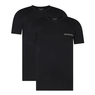 Giorgio Armani Man's CORE Logoband 2-pack t-shirt med rund hals svart M normal passform, Svart, M Giorgio Armani Man's CORE Logoband 2-pack t-shirt med rund hals svart M normal passform, Svart, M
