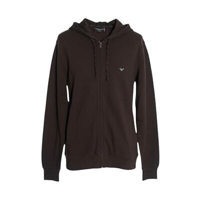 Giorgio Armani MAN'S ICONIC PICET HUVA SWEATSHIRT MED HUVA MED DRAGKEDJA BRUN S, Brun, S Giorgio Armani MAN'S ICONIC PICET HUVA SWEATSHIRT MED HUVA MED DRAGKEDJA BRUN S, Brun, S