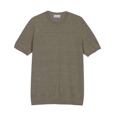 Diana Studio Rakad T-shirt i 100% linne, kortärmad tröja, herr, avslappnad passform, Beige, XL Diana Studio Rakad T-shirt i 100% linne, kortärmad tröja, herr, avslappnad passform, Beige, XL