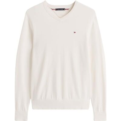 Tommy Hilfiger herr ESSENTIAL BOMULL V-hals MW0MW14745 pullover tröja, gul, L, Gul (elfenbenskronblad), L Tommy Hilfiger herr ESSENTIAL BOMULL V-hals MW0MW14745 pullover tröja, gul, L, Gul (elfenbenskronblad), L