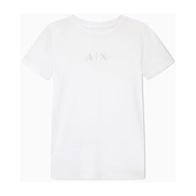 Giorgio Armani kortärmad front strassed monogram T-shirt, vit, XL, Optisk vit, XL Giorgio Armani kortärmad front strassed monogram T-shirt, vit, XL, Optisk vit, XL