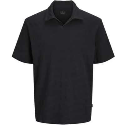 JACK & JONES herr Jprblatate delad hals polo, Svart skönhet, L JACK & JONES herr Jprblatate delad hals polo, Svart skönhet, L