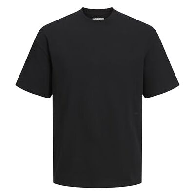JACK & JONES T-shirt för män enfärgad rund hals t-shirt, svart, L JACK & JONES T-shirt för män enfärgad rund hals t-shirt, svart, L