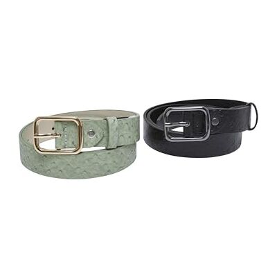 Urban Classics accessoarer Ostrich syntetiskt läderbälte 2-pack, Svart/löv, L/XL Urban Classics accessoarer Ostrich syntetiskt läderbälte 2-pack, Svart/löv, L/XL