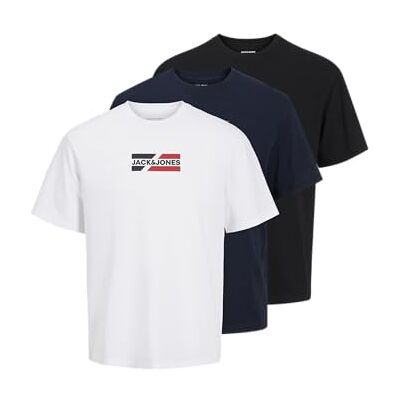 JACK & JONES Jjecorp Graphic Tee Ss O-3Pk Mp Noos, Sky Captain, L JACK & JONES Jjecorp Graphic Tee Ss O-3Pk Mp Noos, Sky Captain, L