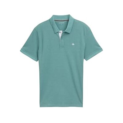 TOM TAILOR 1031006 Basic Piqué pikétröja för män, 36354 – Meadow Teal Dark Melange, M TOM TAILOR 1031006 Basic Piqué pikétröja för män, 36354 – Meadow Teal Dark Melange, M