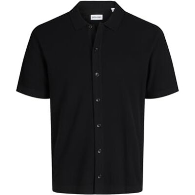 JACK & JONES JJEEMIL stickad strukturell skjorta SS SN, svart, S JACK & JONES JJEEMIL stickad strukturell skjorta SS SN, svart, S