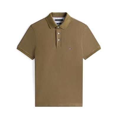 Tommy Hilfiger Herr Kortärmad 1985 Slim Fit Pikétröja, Kaki (platinaoliv), L Tommy Hilfiger Herr Kortärmad 1985 Slim Fit Pikétröja, Kaki (platinaoliv), L
