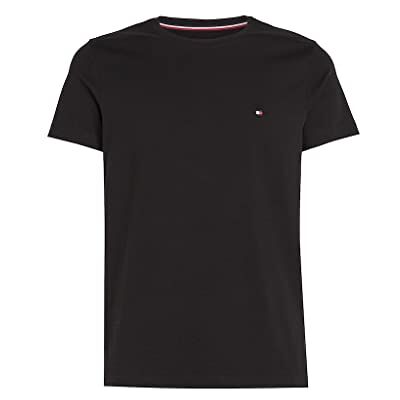 Tommy Hilfiger herr S/S-T-shirts Core Stretch Slim C-neck T-shirt, svart, XL Tommy Hilfiger herr S/S-T-shirts Core Stretch Slim C-neck T-shirt, svart, XL