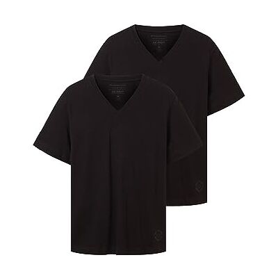 TOM TAILOR dubbelpack T-shirt med V-ringning av bomull, 29999-svart, XXL TOM TAILOR dubbelpack T-shirt med V-ringning av bomull, 29999-svart, XXL
