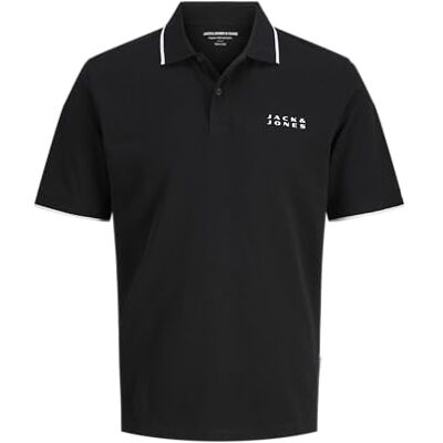 JACK & JONES Jcostance Print Polo Ss, svart, XL JACK & JONES Jcostance Print Polo Ss, svart, XL