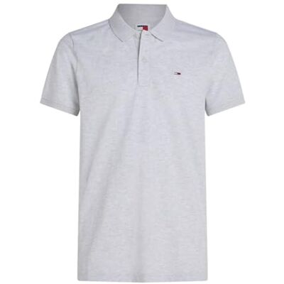 Tommy Jeans herr TJM Slim Placket Polo EXT DM0DM18312 S/S Polo, grå (silvergrå HTR), L, Grå (Silvergrå Htr), L Tommy Jeans herr TJM Slim Placket Polo EXT DM0DM18312 S/S Polo, grå (silvergrå HTR), L, Grå (Silvergrå Htr), L