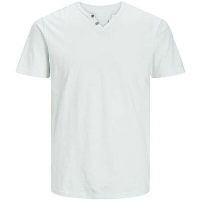 JACK & JONES Basic T-shirt för män v-ringad kortärmad jersey bomullströja med knappar JJESPLIT, Lugnande hav, XXL JACK & JONES Basic T-shirt för män v-ringad kortärmad jersey bomullströja med knappar JJESPLIT, Lugnande hav, XXL