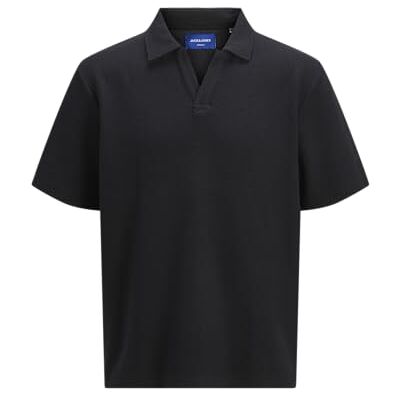 JACK & JONES Jorislington Texture Polo Ss, svart, L JACK & JONES Jorislington Texture Polo Ss, svart, L