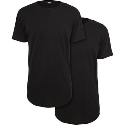 Urban Classics T-shirt för män, 2-pack, formad lång t-shirt, dubbelpack, basic t-shirts för män finns i många färgvarianter, storlekar XS – 5XL, svart, XS Urban Classics T-shirt för män, 2-pack, formad lång t-shirt, dubbelpack, basic t-shirts för män finns i många färgvarianter, storlekar XS – 5XL, svart, XS