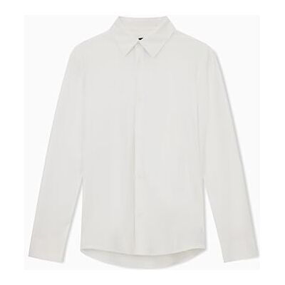 Giorgio Armani Men's Essential, down side logo bokstäver lapp skjorta, off white, L, Vit, L Giorgio Armani Men's Essential, down side logo bokstäver lapp skjorta, off white, L, Vit, L