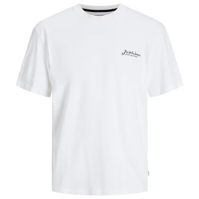 JACK & JONES T-shirt för män ryggtryck T-shirt, Vit, S JACK & JONES T-shirt för män ryggtryck T-shirt, Vit, S