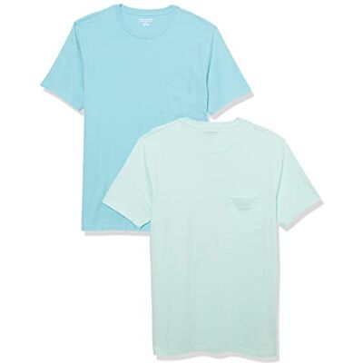 Amazon Essentials mäns Slim-Fit kortärmad rund hals ficka t-shirt, paket med 2, ljusblå/aquablå, X-Small Amazon Essentials mäns Slim-Fit kortärmad rund hals ficka t-shirt, paket med 2, ljusblå/aquablå, X-Small