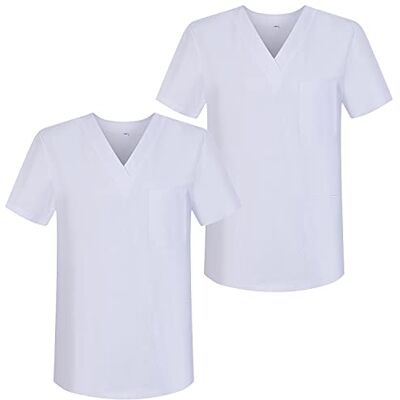 MISEMIYA Förpackning 2 st. Sanitär Casaca unisex sanitära uniformer sanitär uniform medicinsk uniform – ref. 817 x 2, Vit 68, XL MISEMIYA Förpackning 2 st. Sanitär Casaca unisex sanitära uniformer sanitär uniform medicinsk uniform – ref. 817 x 2, Vit 68, XL