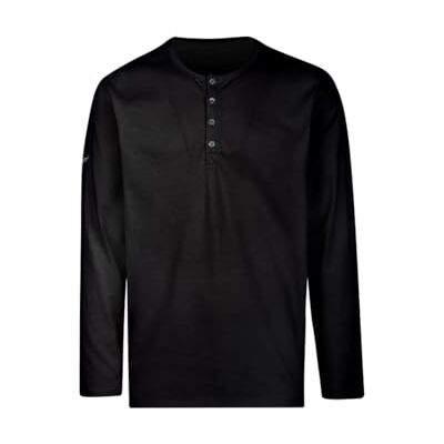 Trigema långärmad tröja med knappslå, Svart, naturlig, S Trigema långärmad tröja med knappslå, Svart, naturlig, S