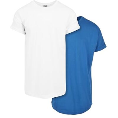 Urban Classics T-shirt herr, Vit + sportig, blå, M Urban Classics T-shirt herr, Vit + sportig, blå, M